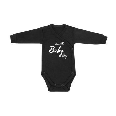 "Black & White" Body rozpinane z długim rękawem dla chłopca Terjan - czarny