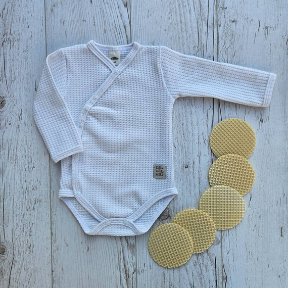 "Natural Waffel" Makoma Body dzidziuś z długim rękawem white