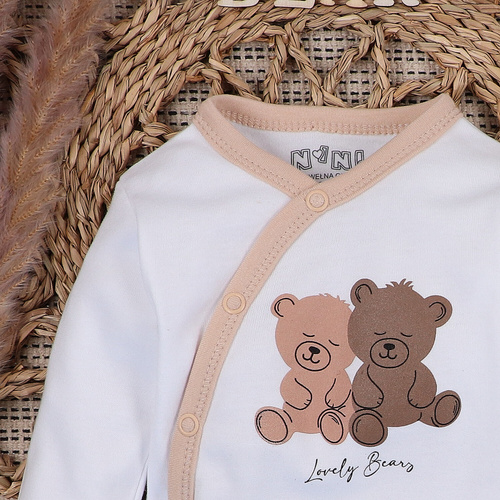 Body kopertowe z bawełny organicznej Sweet Bears Nini biały