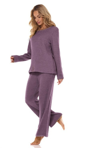 2414 Komplet damski Homewear L&L ametyst– bluza i spodnie z miękkiej dzianiny