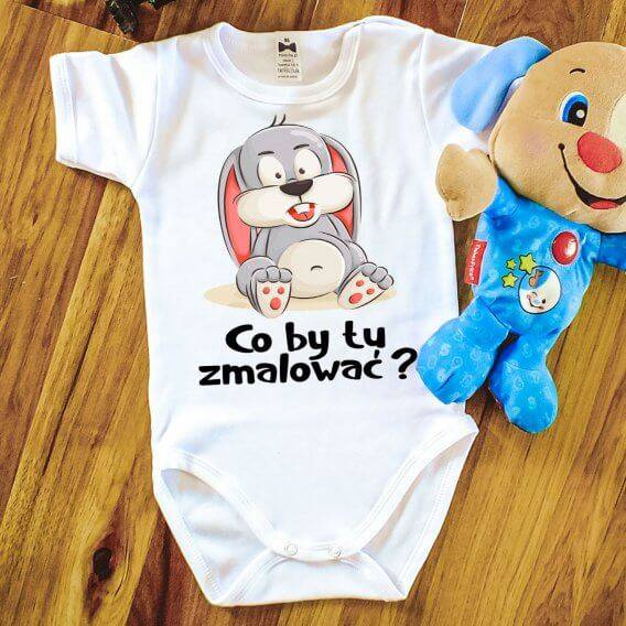 "Wielkanoc – Co by tu zmalować?" Moocha body krótki rękaw biały 