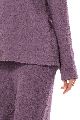2414 Komplet damski Homewear L&L ametyst– bluza i spodnie z miękkiej dzianiny