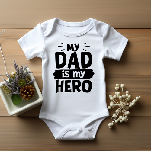 "My dad is my hero" Moocha Body krótki rękaw biały