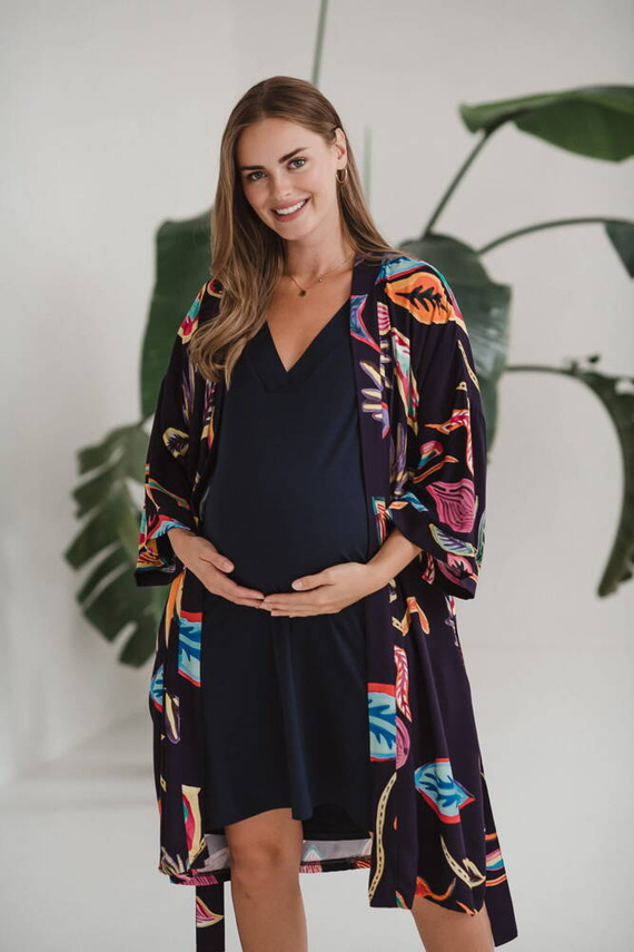 Tropical szlafrok bambusowy Milk&Love navy