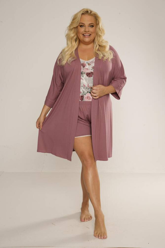 704 Finess Piżama Damska Plus Size Forex - róże