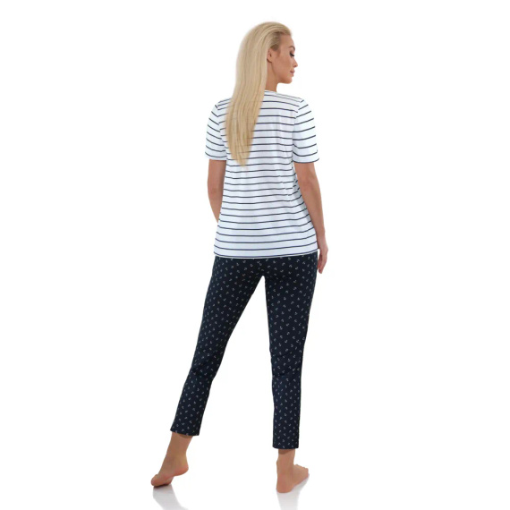 2505/21 Piżama damska Sesto Senso paski/kotwiczki