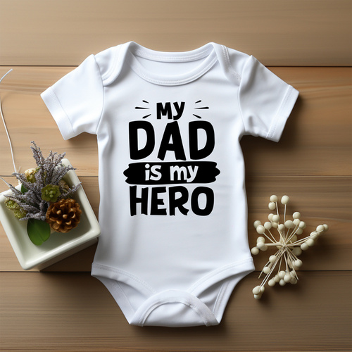 "My dad is my hero" Moocha Body krótki rękaw biały