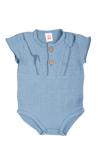 03252GKRB "Just Muslin Girl Blue" Body krótki rękaw muślinowe Makoma