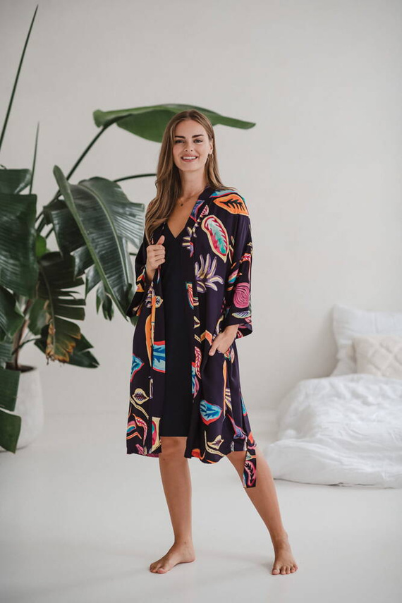 Tropical szlafrok bambusowy Milk&Love navy