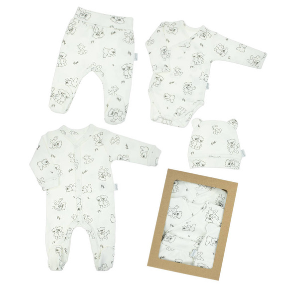 4700 02 Komplet wyprawkowy 4-częściowy nadruk "Basic" Nicol - ecru