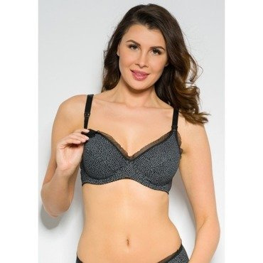 Mama Kropki Black miękki biustonosz do karmienia Benefit czarny