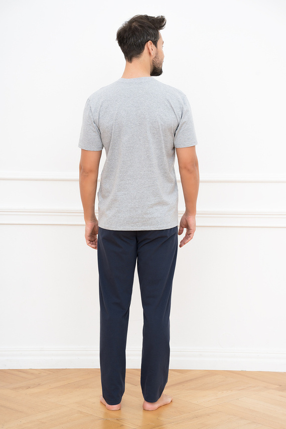 Alcest Piżama Męska krótki rękaw, długie spodnie Italian Fashion - granatowy