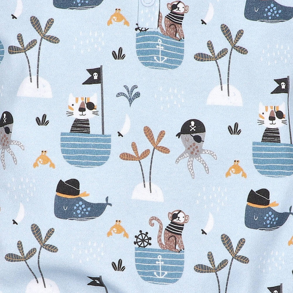 ABN-5009 Piraci Rampers z bawełny organicznej Nini niebieski