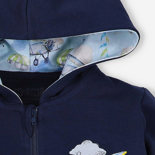 Samoloty Bluza na zamek z bawełny organicznej Nini granatowy