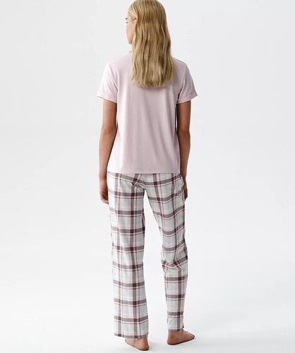 Piżama damska Atlantic NLP-513 modal-bawełna krótki rękaw wzorzyste spodnie różowa