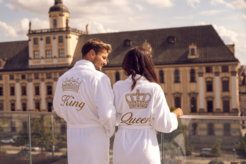 Queen&King + Korona By Shelly zestaw szlafroków - biały/złoty