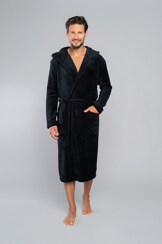 Mimas Szlafrok męski z kapturem Italian Fashion- szary