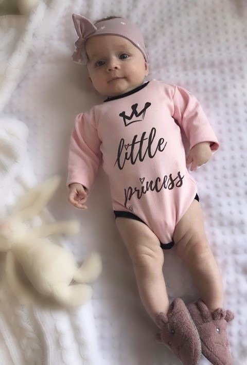 Body z długim rękawem "LITTLE PRINCESS" Terjan różowe