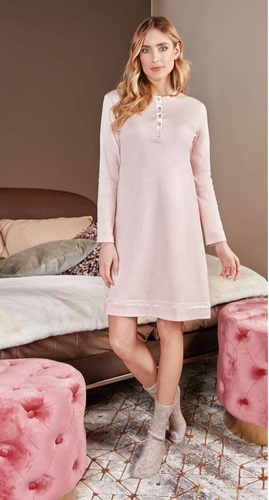 PC38082 Koszula nocna rozpinana Nottingham pink