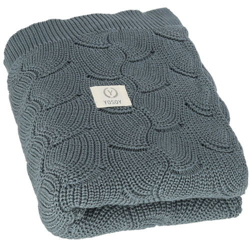 Ażurowy kocyk WAVES eco cotton Yosoy Petrol