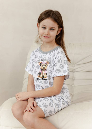 3390 Pixie  koszula dziewczęca Taro- ecru sszary