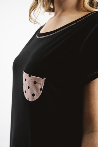 Buscato Piżama Damska krótki rękaw, spodenki Italian Fashion- druk/czarny