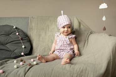 Sweet Cherry Pinokio Ogrodniczki dla dziewczynki - różowy kratka