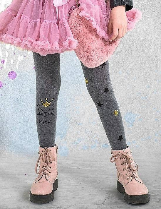 2327 Tigger Melange Rajstopy Dziewczęce Knittex nero-melange