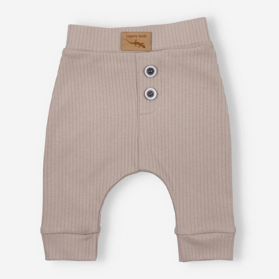 KAR-0001/KAW Spodnie z dzianiny prążkowej Lagarto Verde - beżowy