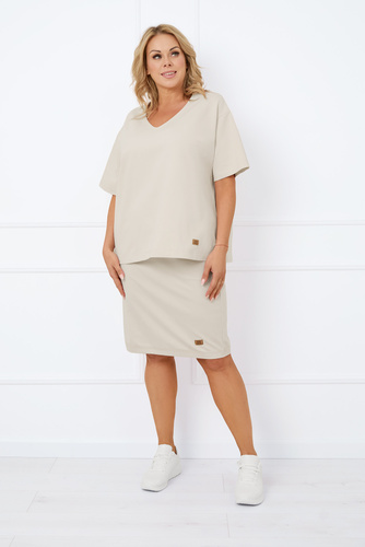 Caro Bluzka z krótkim rękawem Italian Fashion - beżowy