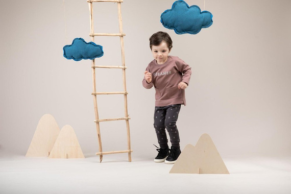 "Dreamer" Pinokio Legginsy niemowlęce - grafit druk