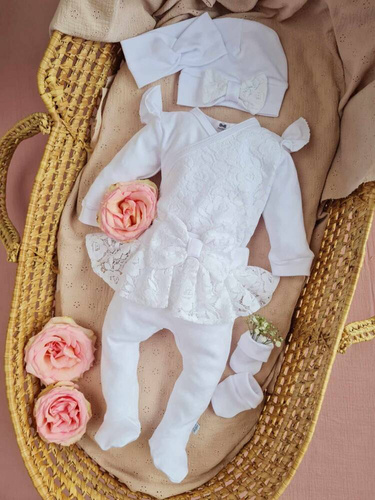 0719WB Princess Komplet niemowlęcy Marija - biały