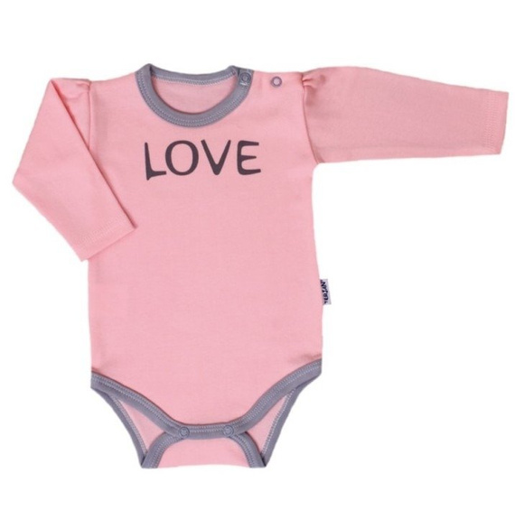 "Love" Body z długim rękawem Terjan - różowy