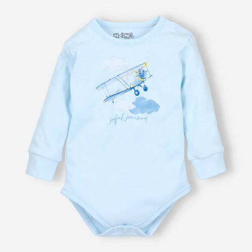 Samoloty Body z bawełny organicznej Nini błękitny