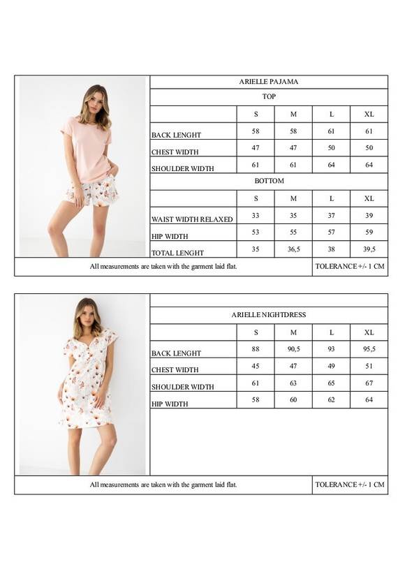 Piżama damska Sensis Arielle ecru bambusowo-bawełniana, krótki rękaw, szorty