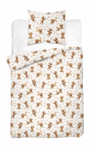 5451 A Rudy Piesek Pościel dziecięca bawełniana Detexpol beżowy