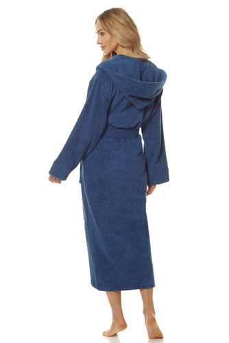 2102 Długi Szlafrok Damski Frotte L&L - navy