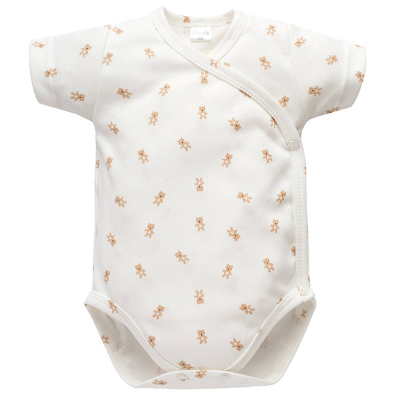 Lovely Day Pinokio Body kopertowe z krótkim rękawem - ecru misie