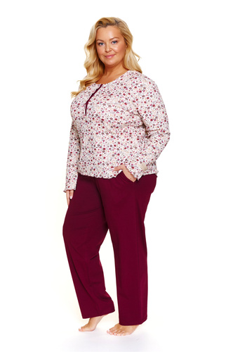 7307 Doctor Nap – Piżama damska plus size rozpinana | 95% bawełna, polska produkcja - flores
