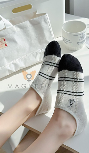 Baleriny damskie CC-251109 Magnetis bawełniane – stopki z silikonem na pięcie