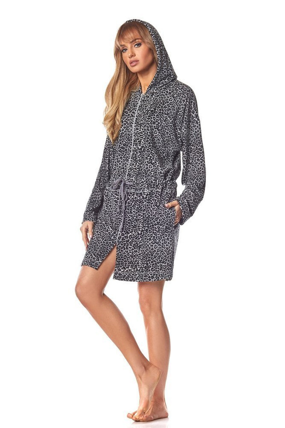 9118 Szlafrok Zapinany Na Zamek L&L- różowy