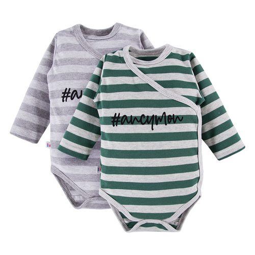 Ancymon Eevi Body niemowlęce 2-pak - szary/zielony