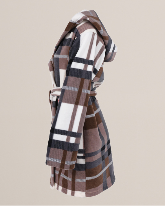 031 Kocyk Szlafrok De Lafense – ciepły polarowy szlafrok damski Super Cozy, brązowy