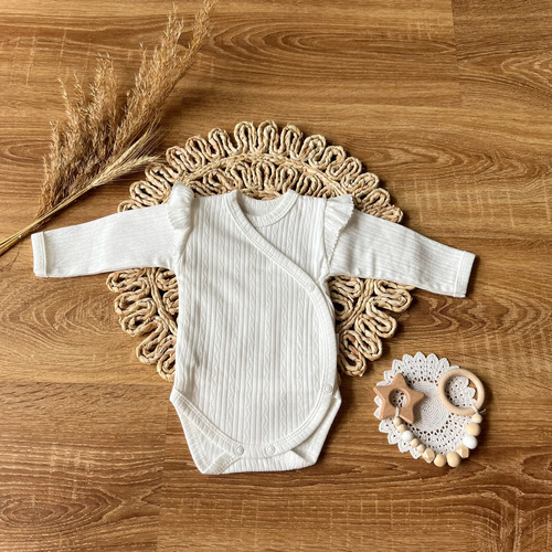 BDAG003 EkoBaby Mamatti Body kopertowe z długim rękawem - ecru