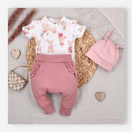 ABN-5683 Body niemowlęce Nini Małe Myszki organiczna bawełna kopertowe krótki rękaw