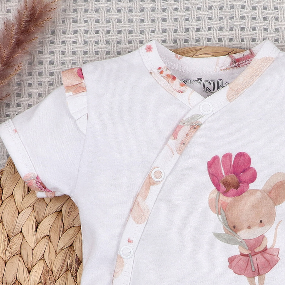 ABN-5685 Body niemowlęce Nini Małe Myszki organiczna bawełna kopertowe krótki rękaw