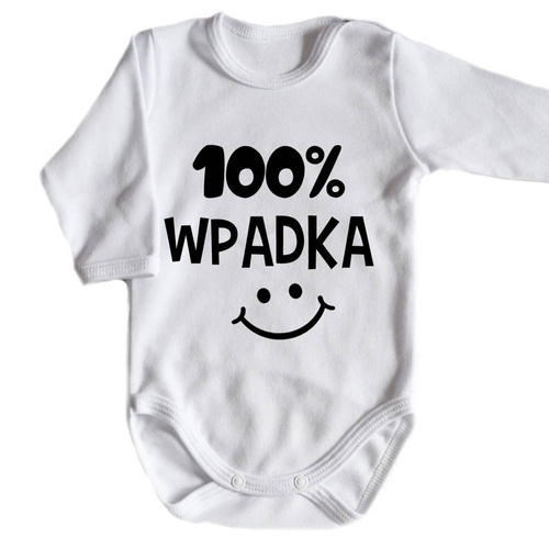 "100% WPADKA" Moocha body długi rękaw biały