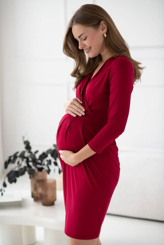 Grow with me sukienka ciążowa i do karmienia Milk&Love bordowy