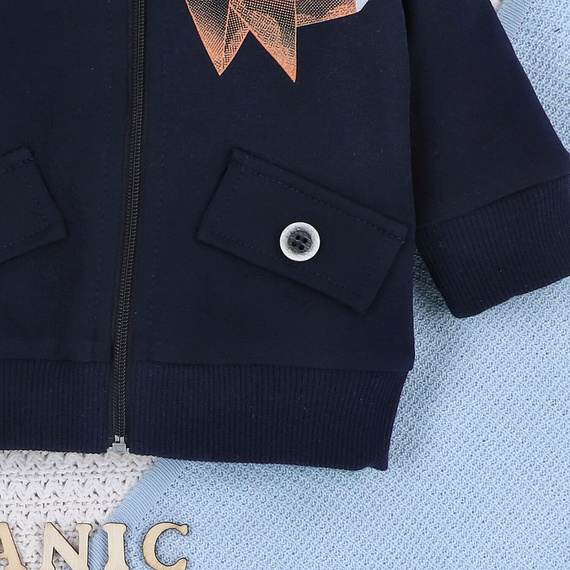 ABN-5395 Fun Origami Bluza dresowa rozpinana z bawełny organicznej Nini granatowy