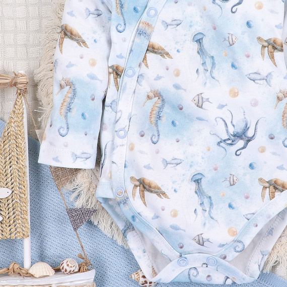 ABN-5441 Sea Of Joy Body kopertowe Nini niebieski - bawełna organiczna, dla niemowląt